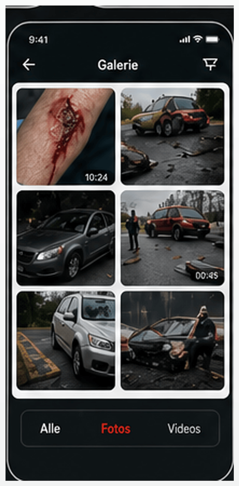 Galerie mit Fotos und Videos automatisch pro Einsatz sortiert